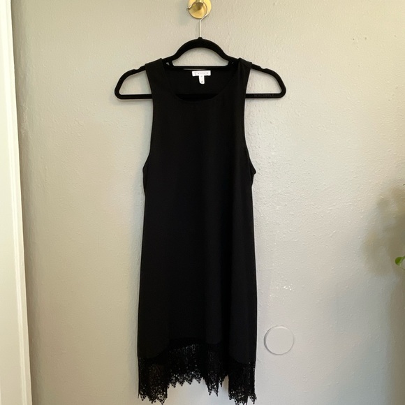 Leith Black Racerback Tank Dress w/Crochet Hem - Picture 2 of 7